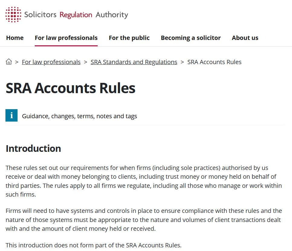 SRA Accounts Rules